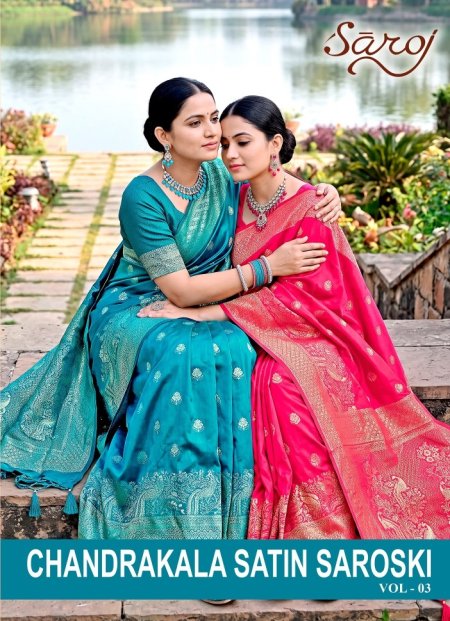 Chandrakala Satin Saroski Vol 3 By Saroj Satin Silk Wedding Saree 